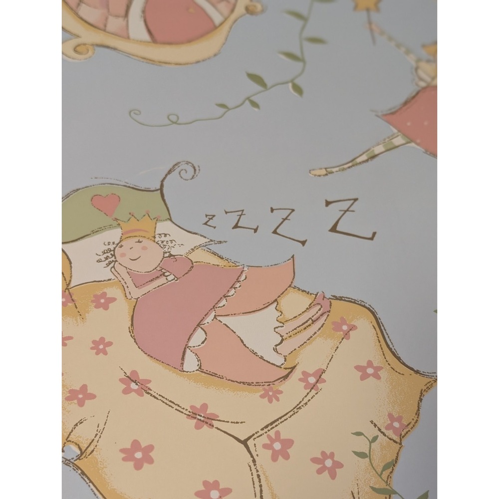 Vintage Princess Family Wallpaper Roll Children's Nursery Decor Pink Blue